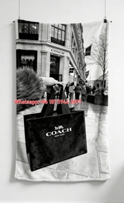 Coach New York Shopping Bag Print Flannel Fleece Throw Blanket C081
